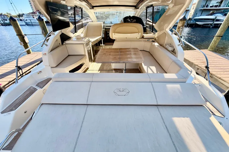 Slide: The Image of 2016 Cranchi M44 HT yacht storage area with inflatable dinghy and equipment. - 7