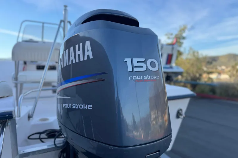 Slide: The Image of Yamaha 150 four-stroke engine on 2008 Grady-White Sportsman 180 boat. - 7