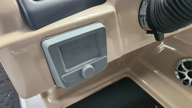 Slide: The Image of Close-up of a speaker and cover in a boat. - 23
