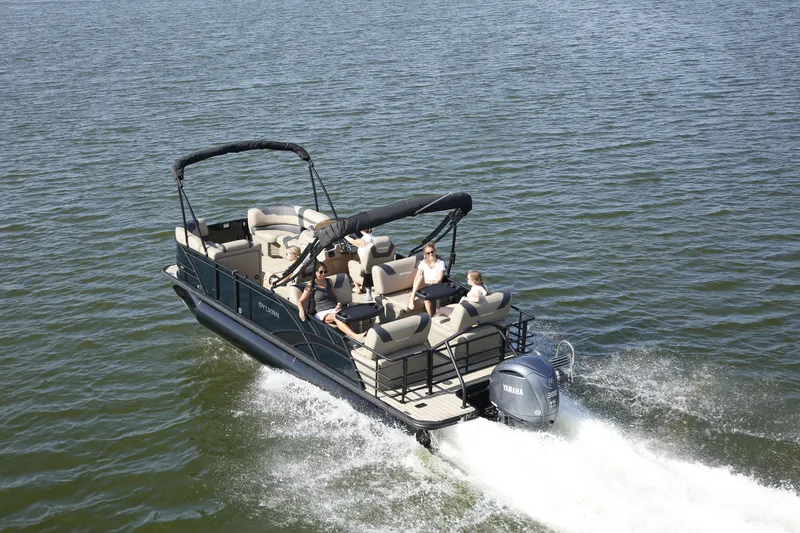 The Image of Sylvan L-3 RLZ 2026 pontoon boat cruising on water. - 0