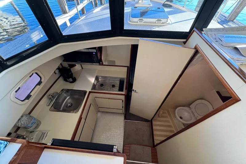 Slide: The Image of Interior view of a 2002 Camano Troller overlooking the harbor. - 36
