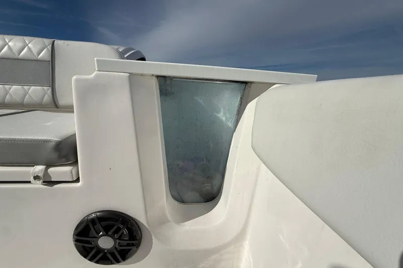 Slide: The Image of 2025 Sea Fox 248 Commander boat interior with seating and speaker detail. - 29