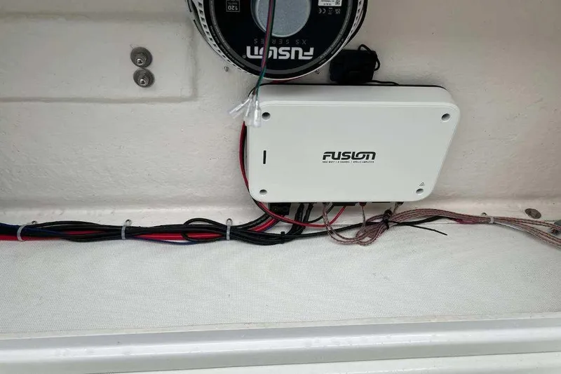 Slide: The Image of Fusion audio system wiring on 2024 Beneteau Oceanis 281 sailboat. - 13