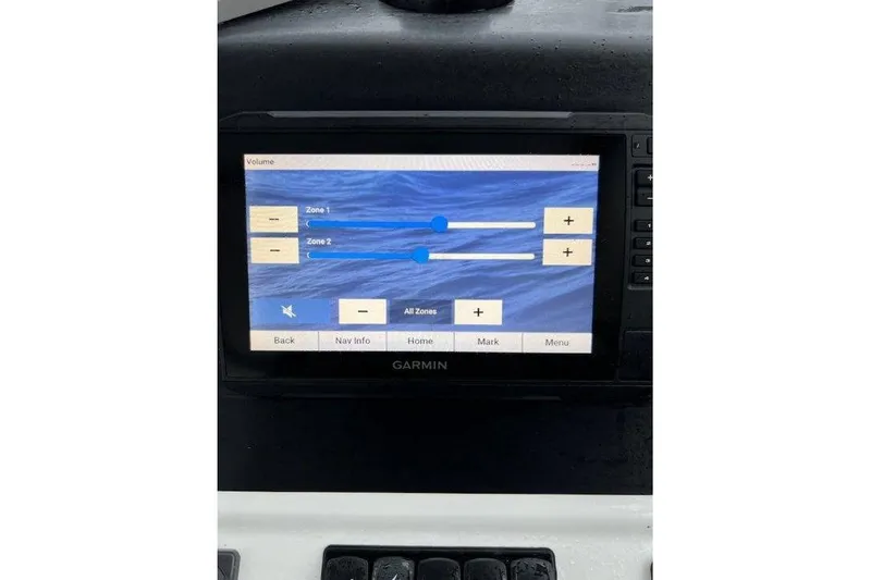 Slide: The Image of Garmin display on 2024 Beneteau Oceanis 281 showing volume controls for two zones. - 7