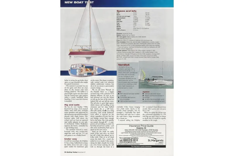 Slide: The Image of New boat test review of the 2007 Delphia 33 Sloop with specifications and sailing verdict. - 119