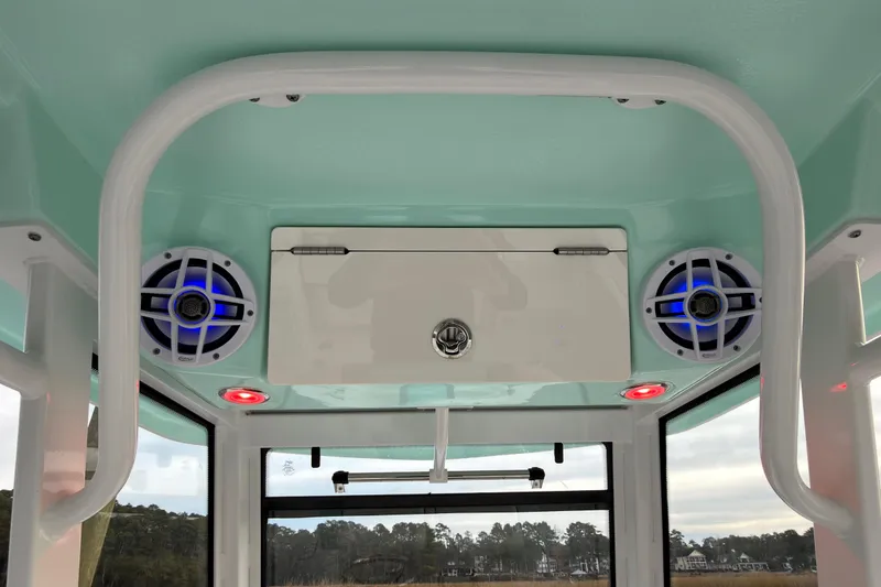 Slide: The Image of Control panel of 2025 Robalo R250 Center Console with colored switches. - 30