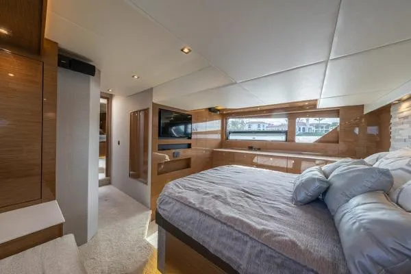 Slide: The Image of Luxurious bedroom interior of 2018 Cruisers Yachts 50 Cantius with modern amenities. - 19