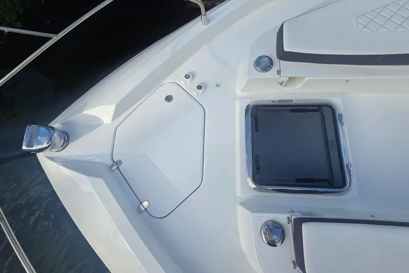 Slide: The Image of Engine room of 2018 Cruisers Yachts 50 Cantius with visible piping and machinery. - 53