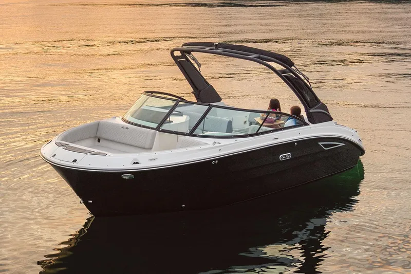 Slide: The Image of Manufacturer Provided Image: 2025 Sea Ray SDX 250 boat on calm water at sunset. - 1
