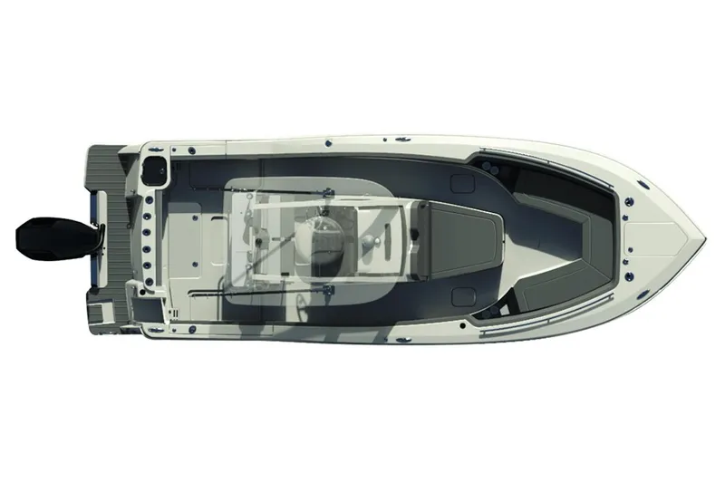 Slide: The Image of Manufacturer Provided Image: Top view of 2025 Scout 260 LXF boat, showcasing sleek design and spacious layout. - 24