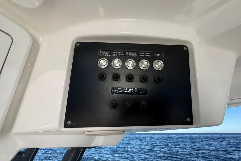 Slide: The Image of Control panel of 2021 Sea Fox 288 Commander boat with ocean view. - 33