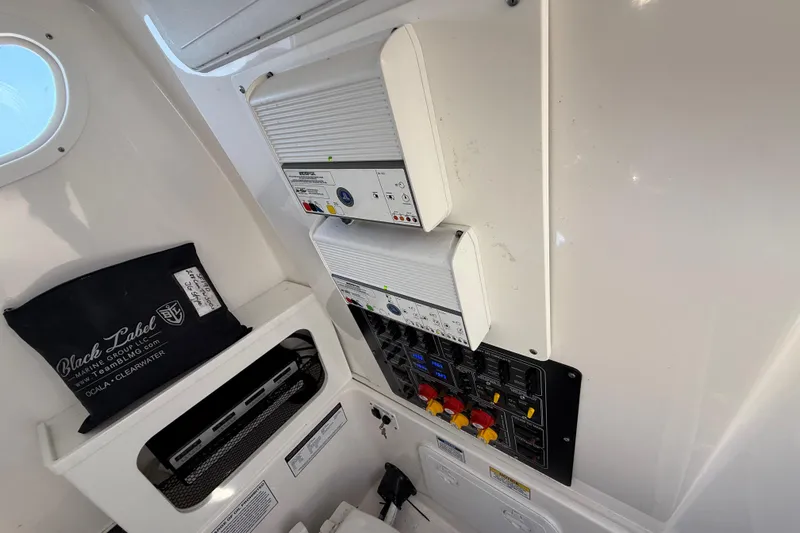 Slide: The Image of Interior view of 2021 Sea Fox 288 Commander boat's control panel and equipment. - 40