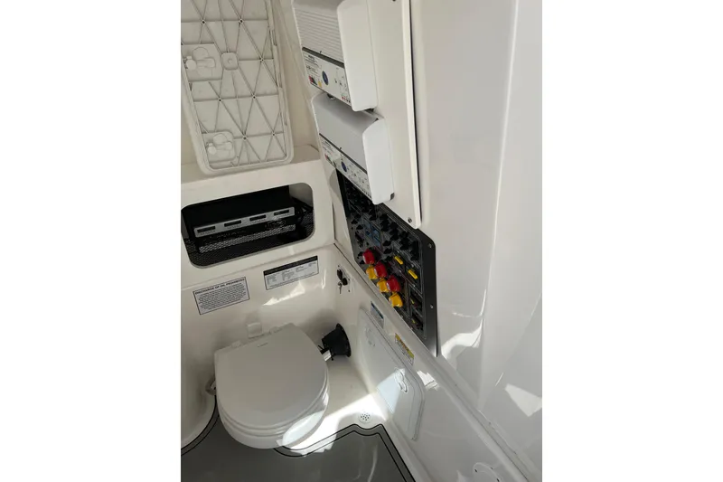 Slide: The Image of 2021 Sea Fox 288 Commander boat on open water with dual Yamaha engines. - 6