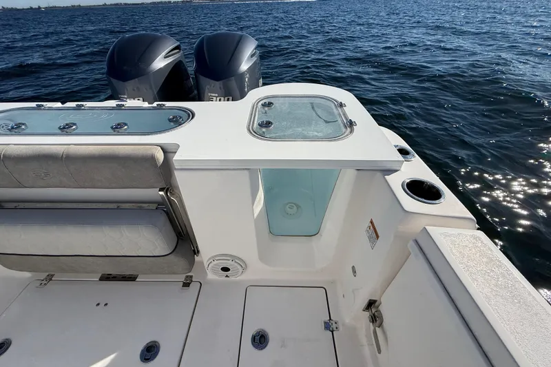 Slide: The Image of 2021 Sea Fox 288 Commander boat with dual engines on open water. - 82