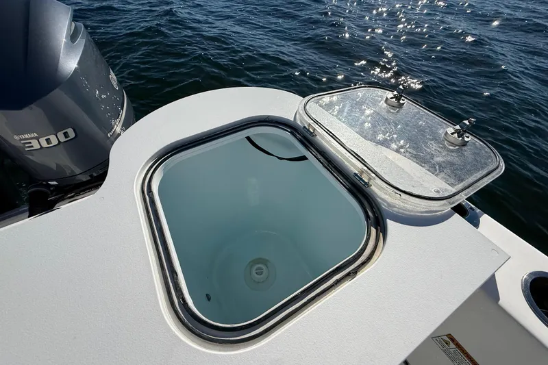 Slide: The Image of Open hatch on 2021 Sea Fox 288 Commander boat with Yamaha 300 engine. - 86