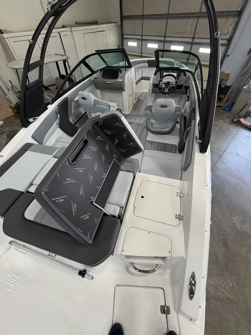 Slide: The Image of Interior view of 2026 Chaparral SSi 21 boat with modern seating. - 4