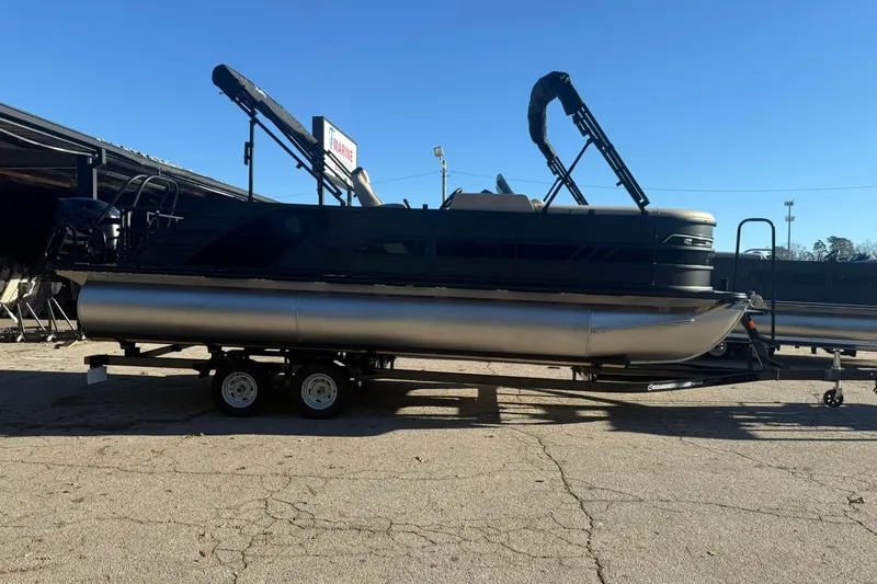 The Image of 2026 Bentley Pontoons Elite 223 Swingback Bench on trailer. - 1