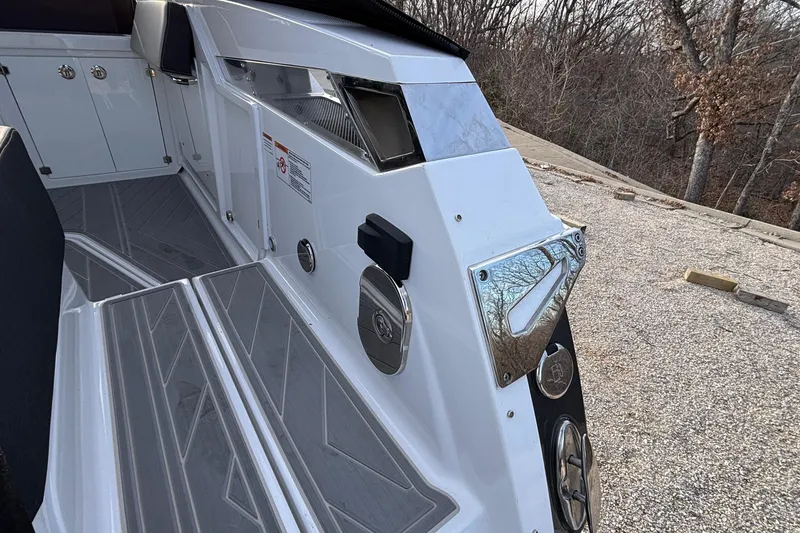 Slide: The Image of 2026 Monterey 385 Super Express boat interior with sleek design and modern features. - 4