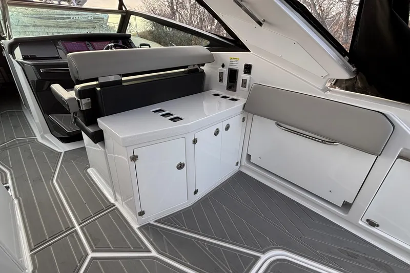 Slide: The Image of 2026 Monterey 385 Super Express interior with sleek seating and modern dashboard design. - 36