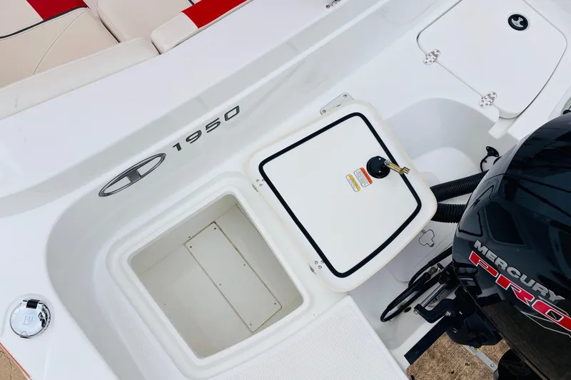 Slide: The Image of Tahoe 1950 boat interior with Mercury Pro engine, 2021 model. - 46