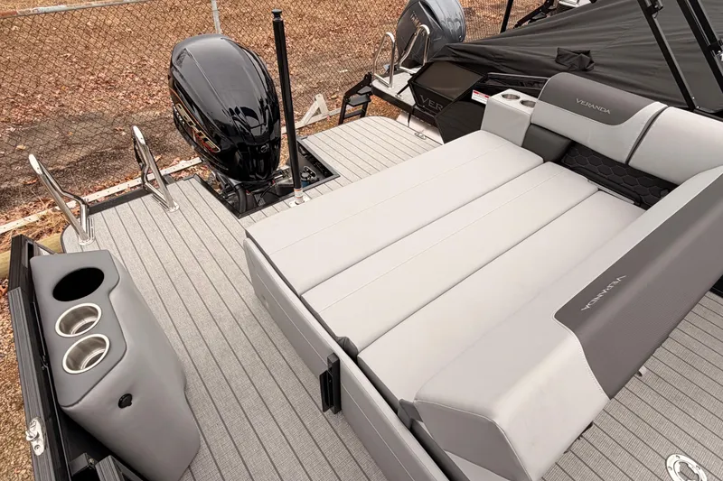 Slide: The Image of 2026 Veranda VR 235 VL pontoon boat with spacious seating and sleek design. - 15