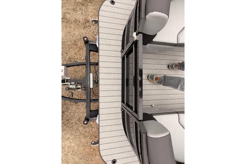 Slide: The Image of Top view of 2026 Veranda VR 235 VL boat deck with person standing. - 5
