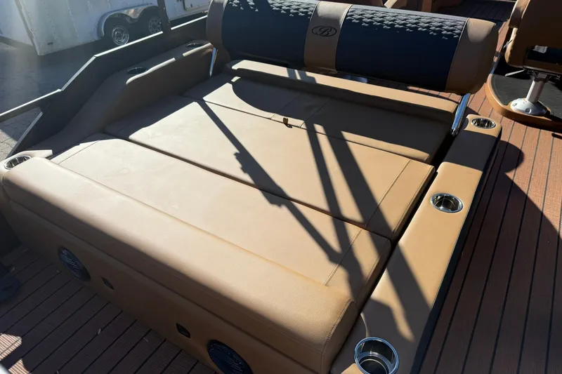 Slide: The Image of Luxurious lounge area on Bentley Pontoons Elite 253 Swingback 2026. - 12