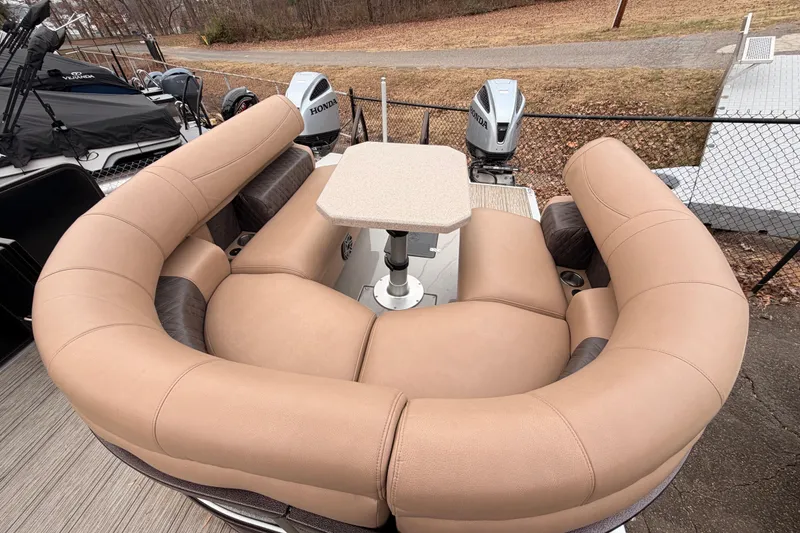 Slide: The Image of Luxurious seating area on 2023 Premier 270 Intrigue REV 10 Wide Twin Engine boat. - 10