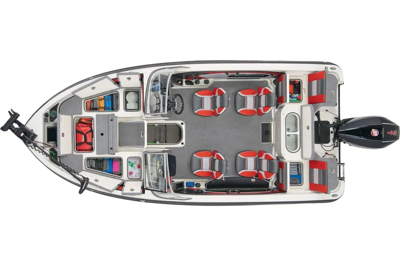 Slide: The Image of 2026 Ranger 1850MS boat with powerful outboard motor, parked outdoors on a trailer. - 8