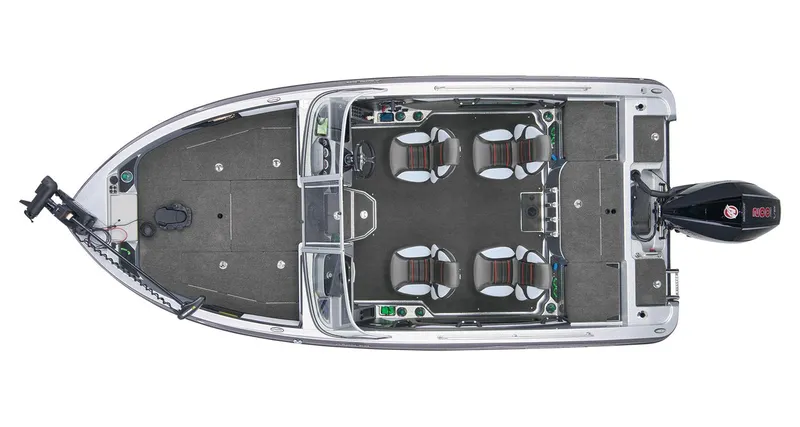 Slide: The Image of 2026 Ranger 1880MS boat with Mercury Pro XS engine, parked outdoors. - 8