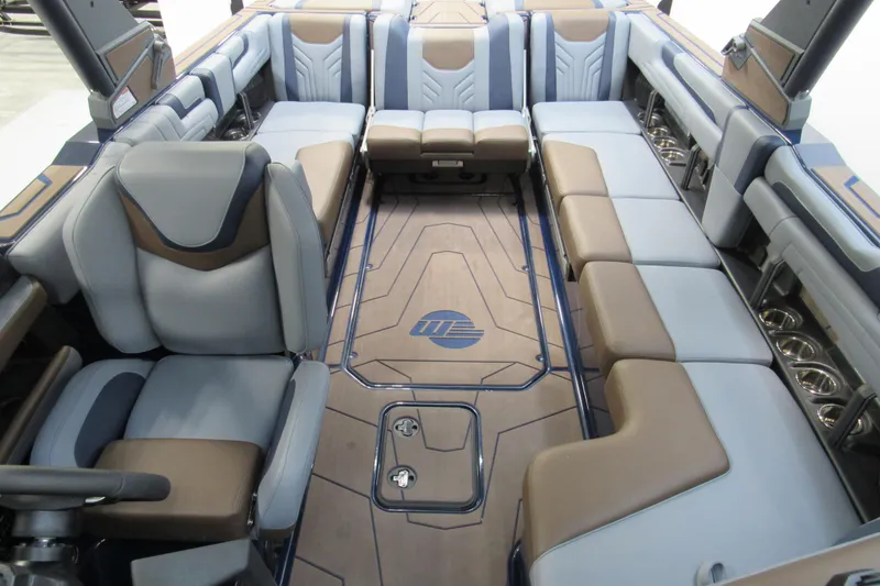 Slide: The Image of 2026 Malibu Wakesetter 25 LSV interior with luxurious seating and modern design. - 11