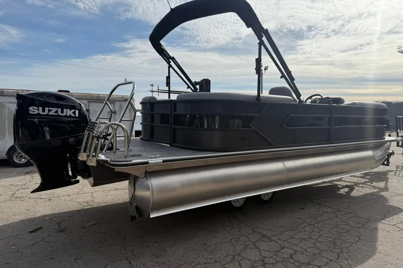 Slide: The Image of 2026 Bentley Pontoons Bolt 223 with Suzuki outboard motor on a sunny day. - 3
