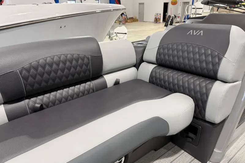Slide: The Image of Luxurious seating in 2026 Avalon 2585 EXCALIBUR LTD FL boat, featuring diamond-stitched upholstery. - 8