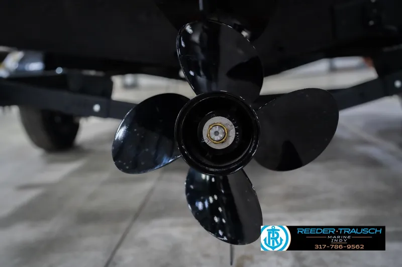 Slide: The Image of Close-up of a 2026 Lund 1700 Explorer SS boat propeller. - 48