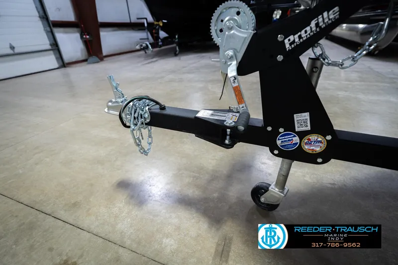 Slide: The Image of Trailer hitch of 2026 Lund 1700 Explorer SS in a showroom setting. - 55