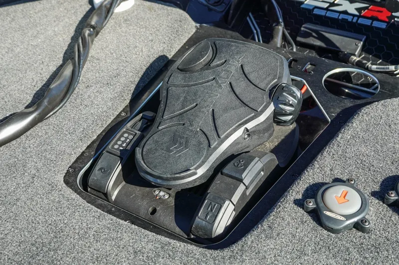 Slide: The Image of Foot pedal control on 2021 Skeeter FXR20 Apex boat deck. - 33