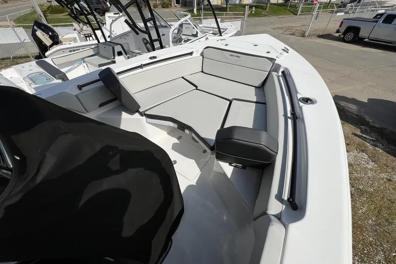 Slide: The Image of 2026 Sea Pro 245FLX Sandbar boat interior with spacious seating and modern design. - 19