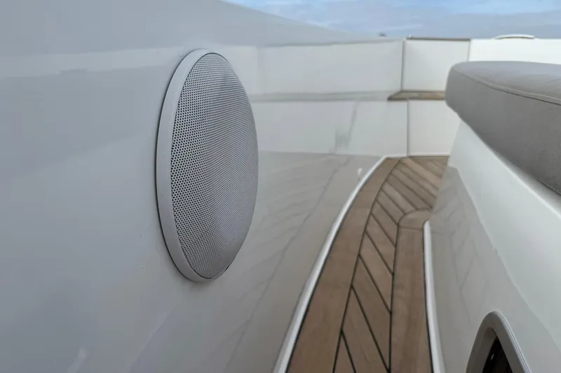 Slide: The Image of Speaker on 2013 Fjord 40' Open yacht with teak deck and cushioned seating. - 26