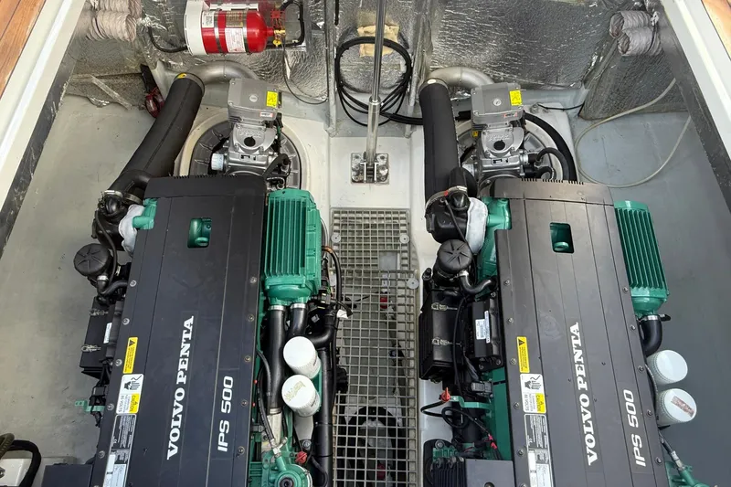 Slide: The Image of Engine room of 2013 Fjord 40' Open with dual Volvo Penta IPS 500 engines. - 72