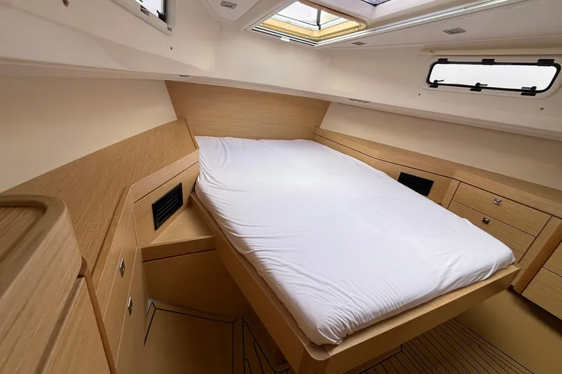 Slide: The Image of Luxurious cabin interior of 2013 Fjord 40' Open yacht with modern wood finish. - 96
