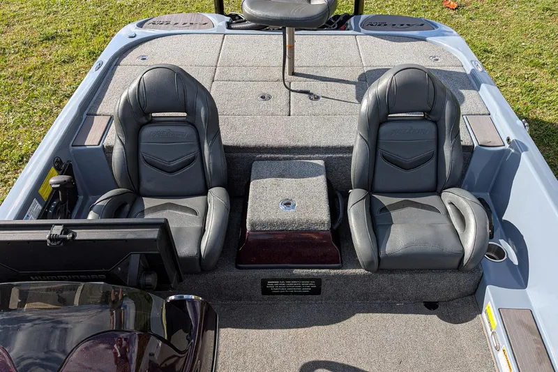 Slide: The Image of Steering console of 2023 Falcon F195 boat with gauges and Hummingbird display. - 10