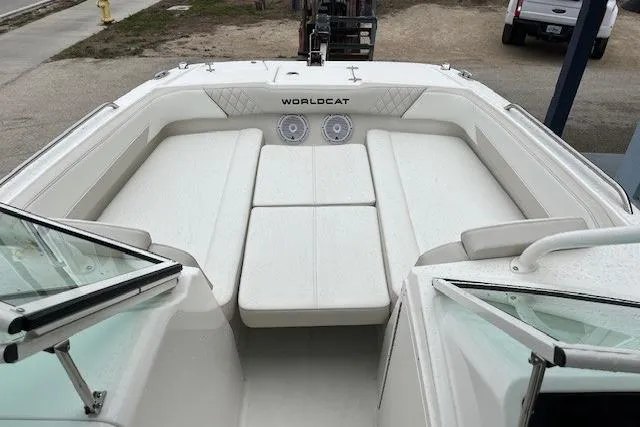Slide: The Image of 2025 World Cat 230 SD boat interior with spacious seating and modern design. - 3