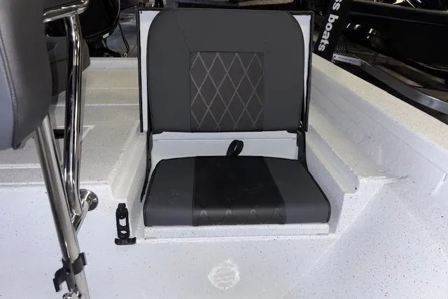 Slide: The Image of 2026 Xpress H20B Bay boat seat with black and gray upholstery. - 23