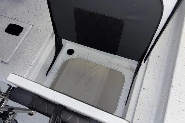 Slide: The Image of 2026 Xpress H20B Bay boat seat with storage compartment, featuring sleek design and functionality. - 24