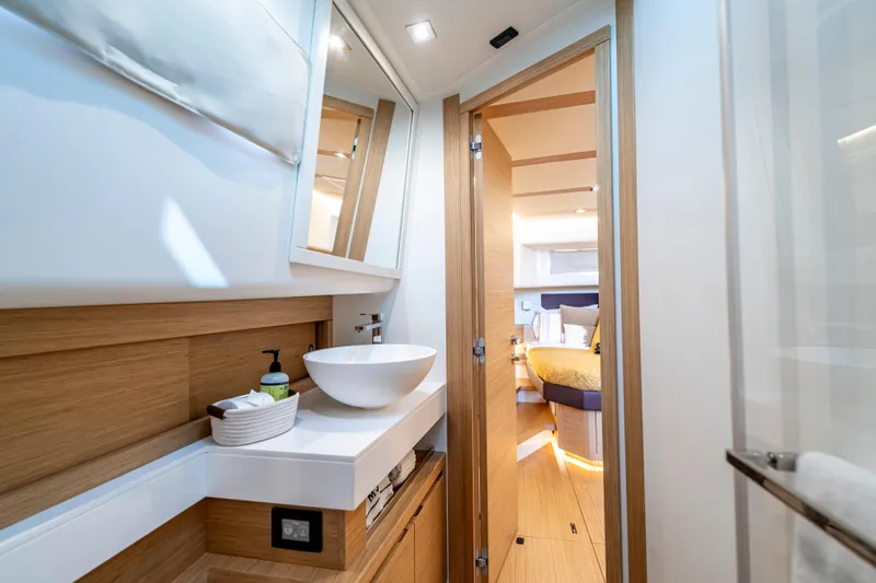 Slide: The Image of Luxurious bathroom interior of 2023 Pardo Yachts 50, featuring modern design and amenities. - 22