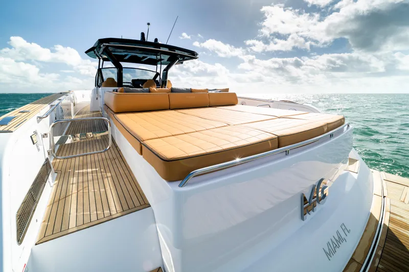 Slide: The Image of 2023 Pardo Yachts 50 luxury yacht with sun deck, cruising on open sea. - 8