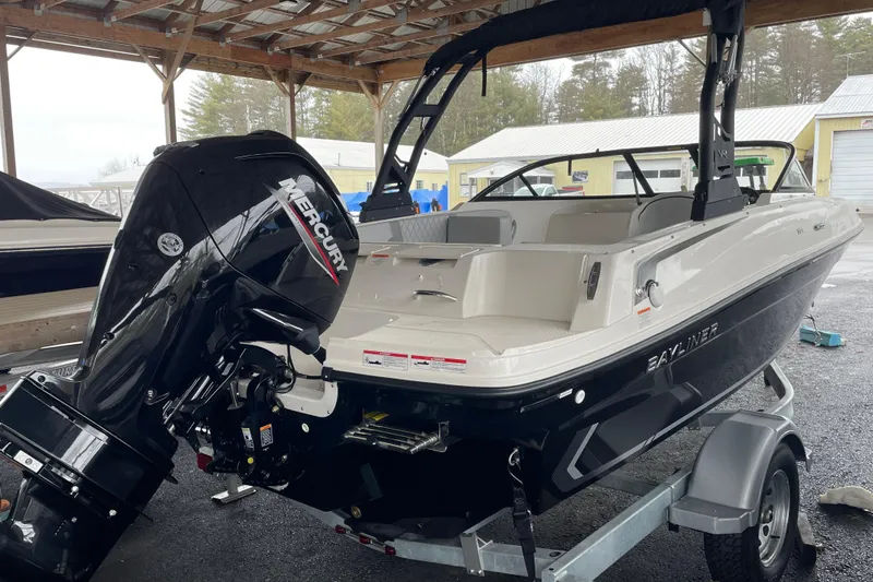 Slide: The Image of 2026 Bayliner VR4 Bowrider OB with Mercury outboard engine on trailer. - 3