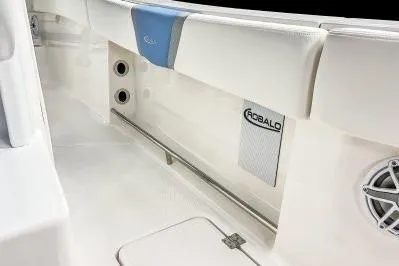 Slide: The Image of 2026 Robalo R270 Center Console interior with sleek design and modern features. - 12