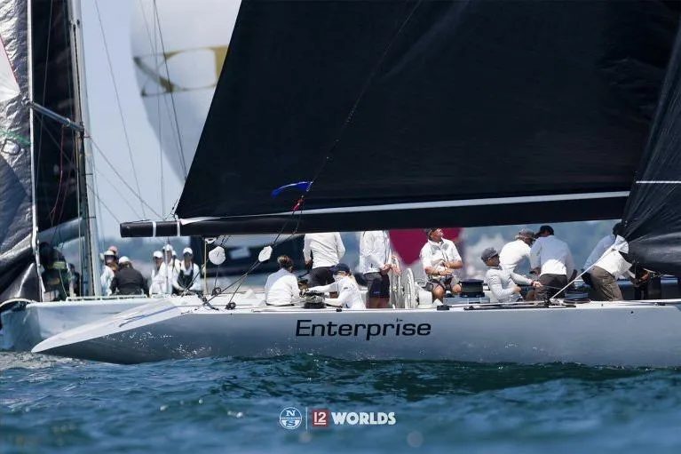Slide: The Image of Sailing yacht "Enterprise" by Sparkman & Stephens, 12M model, 1997, competing in 12 Worlds race. - 4