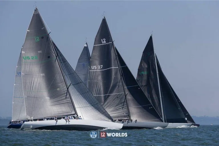 Slide: The Image of Sailboats racing in open water, Sparkman & Stephens 12M, 1997 model. - 8